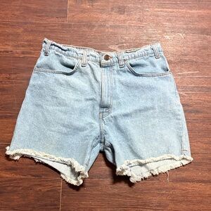 Vintage Orange Label Levi Blue Denim Shorts Size 34